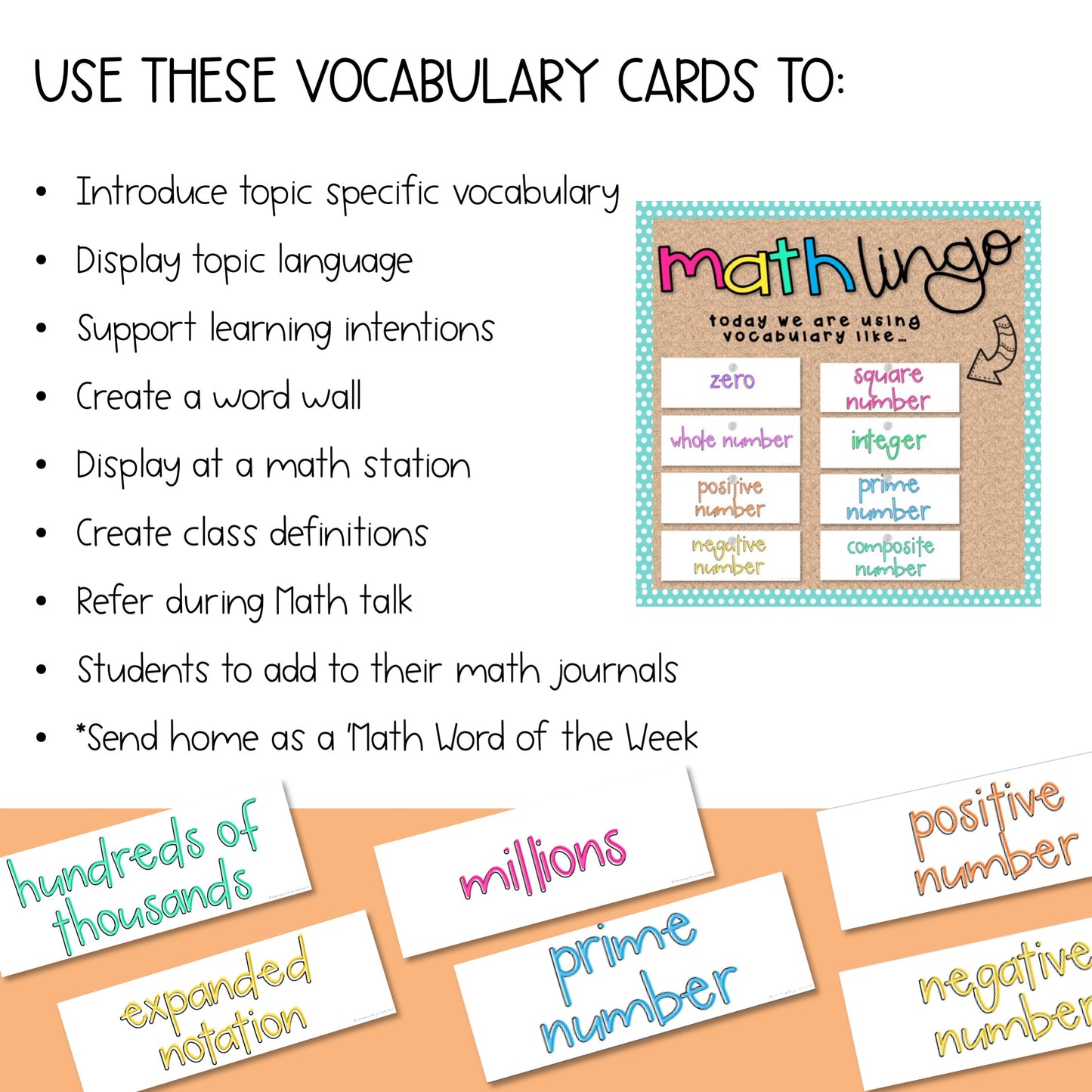 Math Vocabulary Cards | Maths Language | Australian Curriculum Aligned | Grade 6