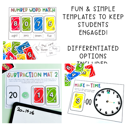 UNO Card Games BUNDLE | Math Centres | Kindergarten, Foundation, Prep [VERSIONS 1 & 2]