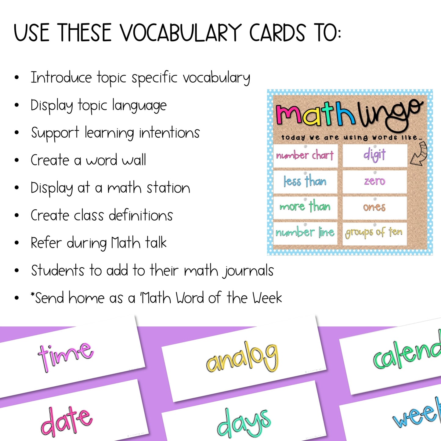 Math Vocabulary Cards | Maths Language | Australian Curriculum Aligned | Grade 1