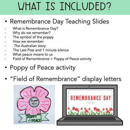 Remembrance Day Slideshow and Activity