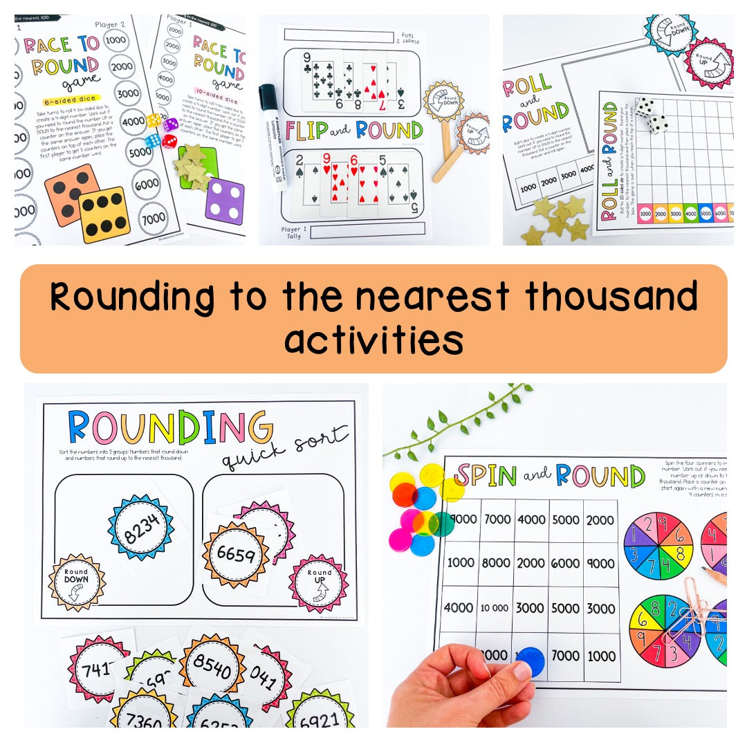 Rounding To The Nearest 10, 100 & 1000 | Rounding Math Centres BUNDLE