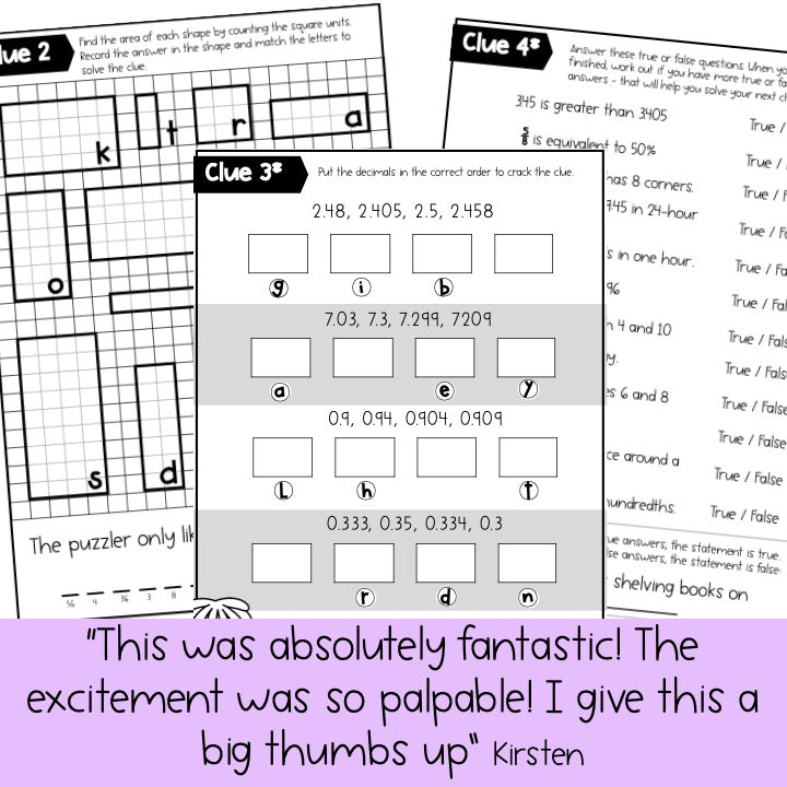 Book Week Math Code Cracker - Grades 3-6 Escape Room