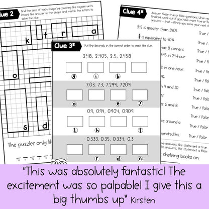 Book Week Math Code Cracker - Grades 3-6 Escape Room