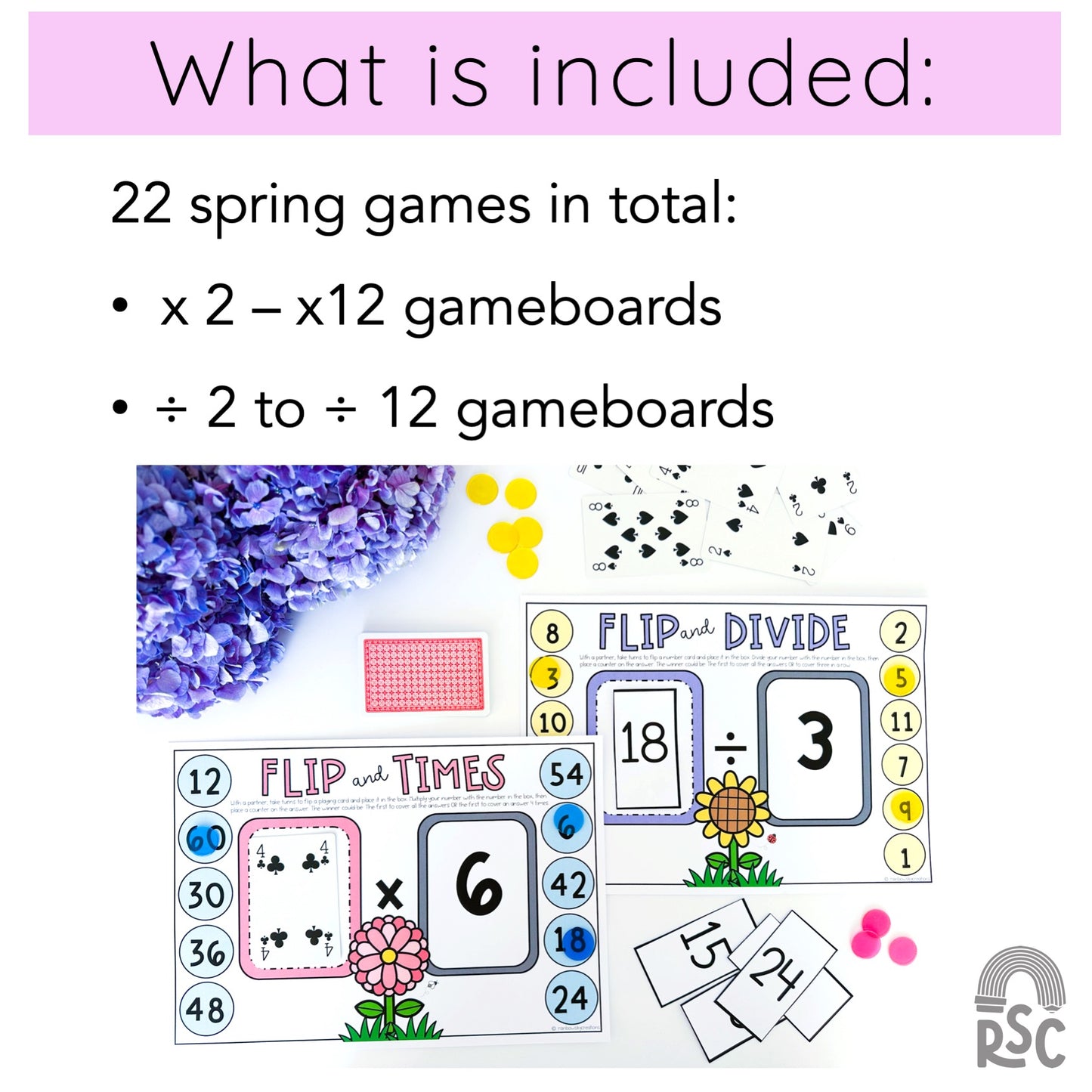 End of Year Multiplication and Division Flip it Games