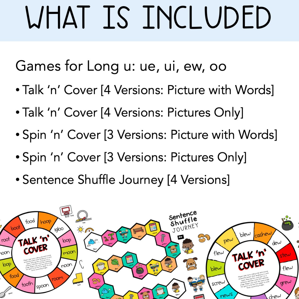 Long U Vowel Games | Reading Group Language Activity | Word Work Games