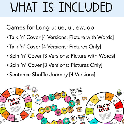 Long U Vowel Games | Reading Group Language Activity | Word Work Games