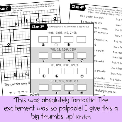 Book Week Math Code Cracker - Grades 3-6 Escape Room