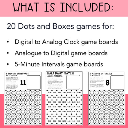 Telling the Time Game | Dots and Boxes Math Center