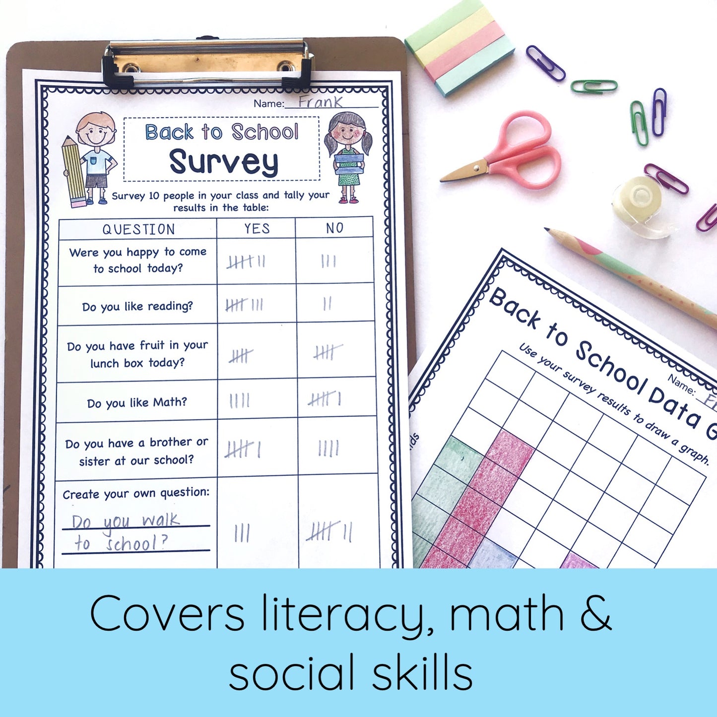 Back to School Activities Pack - Year 1 and 2 - NO PREP