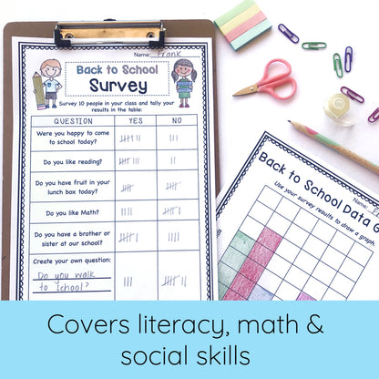 Back to School Activities Pack - Year 1 and 2 - NO PREP