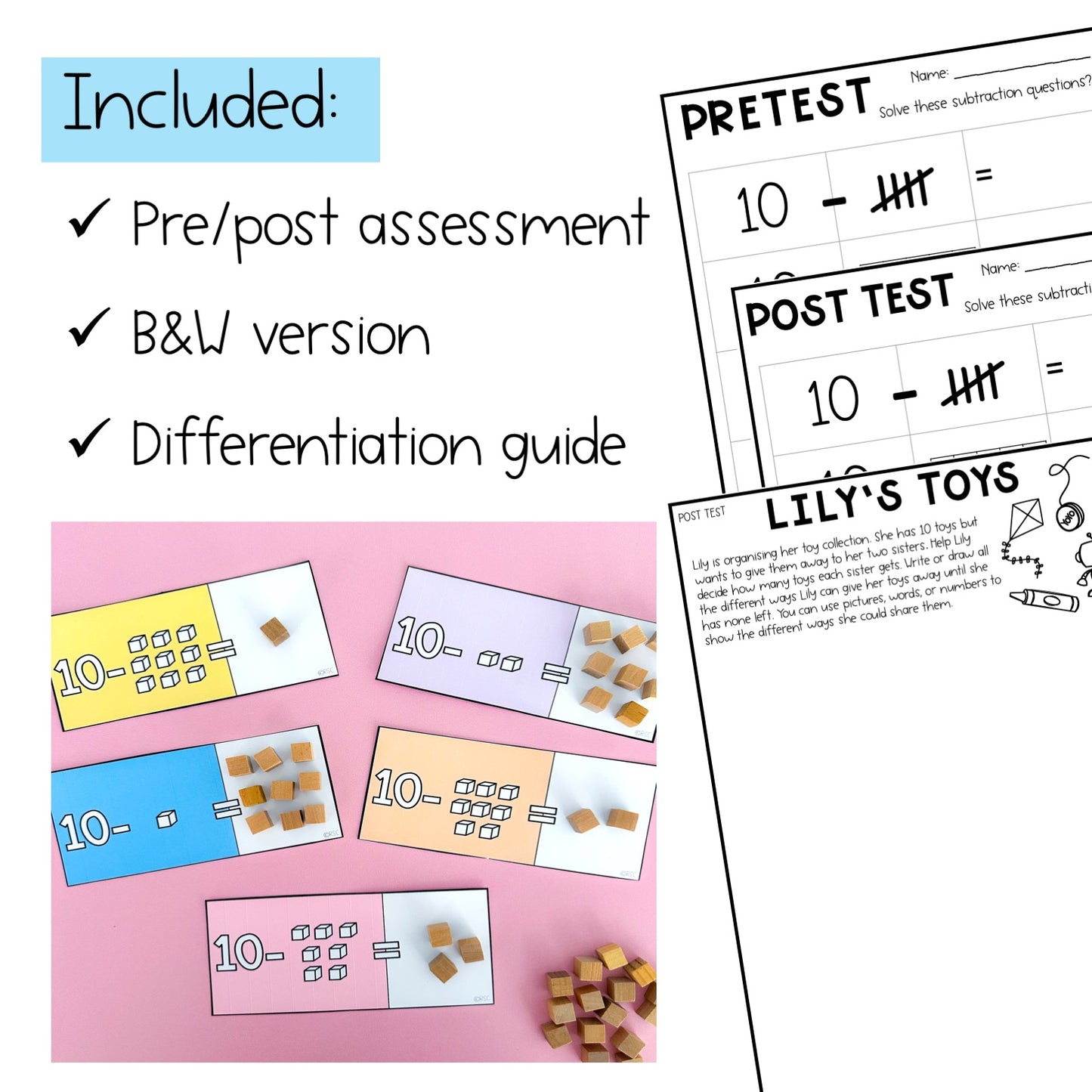 Subtraction From 10 Activities | Subtraction Math Centres