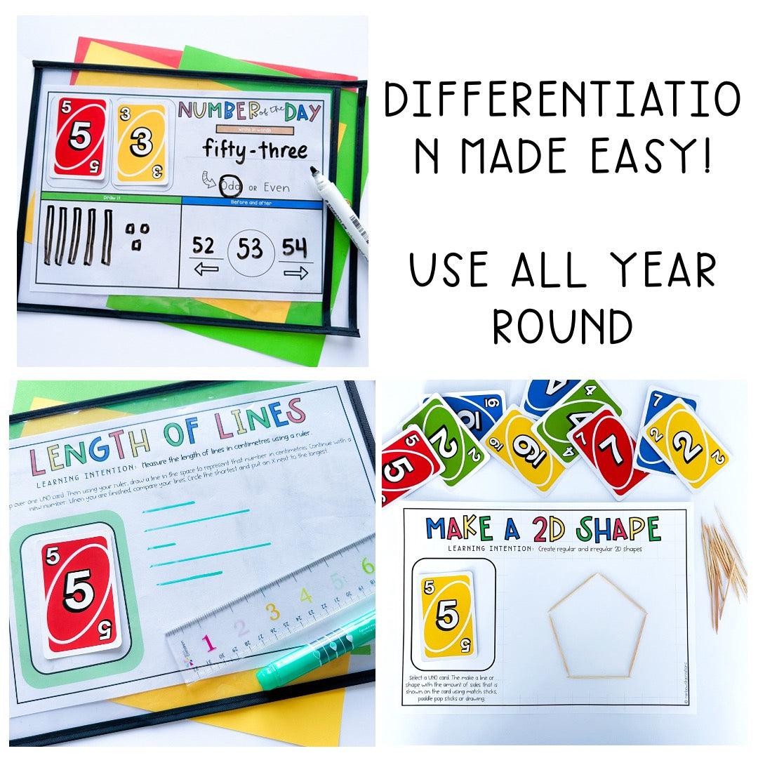 UNO Card Games BUNDLE | Math Centres | Grades 1-2 [VERSIONS 1 & 2]