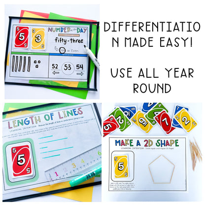 UNO Card Games BUNDLE | Math Centres | Grades 1-2 [VERSIONS 1 & 2]