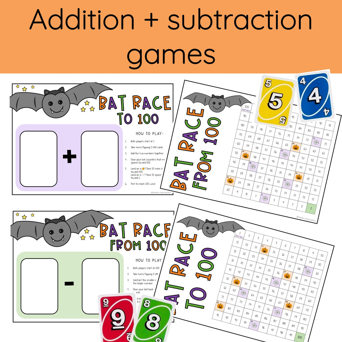 Halloween UNO Math Games - All Grades