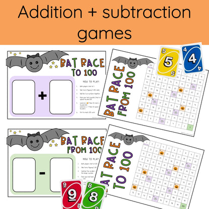 Halloween UNO Math Games - All Grades