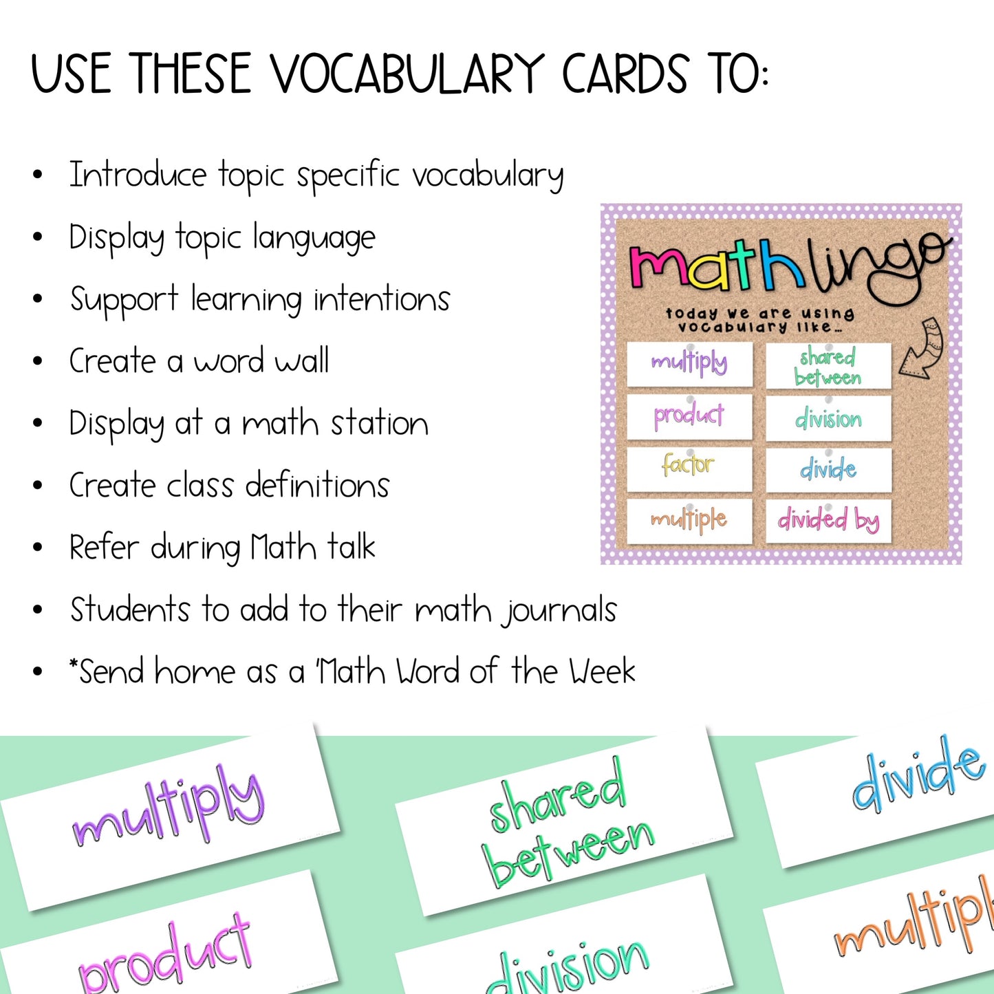 Math Vocabulary Cards | Maths Language | Australian Curriculum Aligned | Grade 5