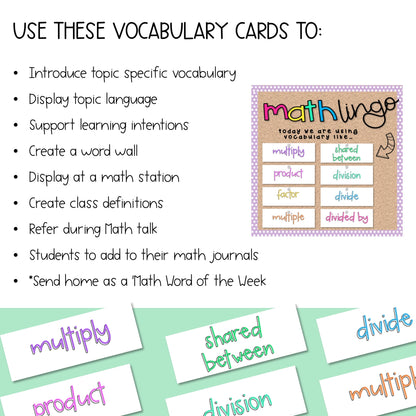 Math Vocabulary Cards | Maths Language | Australian Curriculum Aligned | Grade 5