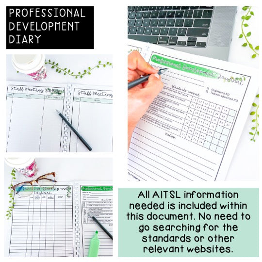 Australian Organised Teacher BUNDLE | Planner, PD Diary & Assessment Book [Eucalyptus Theme]