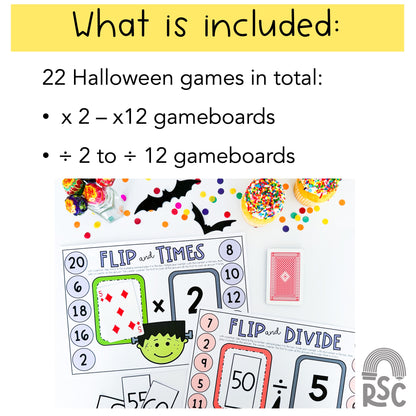 Halloween Multiplication & Division Games (Grades 3 - 5)