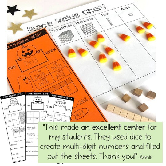 Halloween Math Centre Activities BUNDLE | No Prep | October Math [Grade 3 & 4]