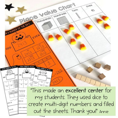 Halloween Math Centre Activities BUNDLE | No Prep | October Math [Grade 3 & 4]