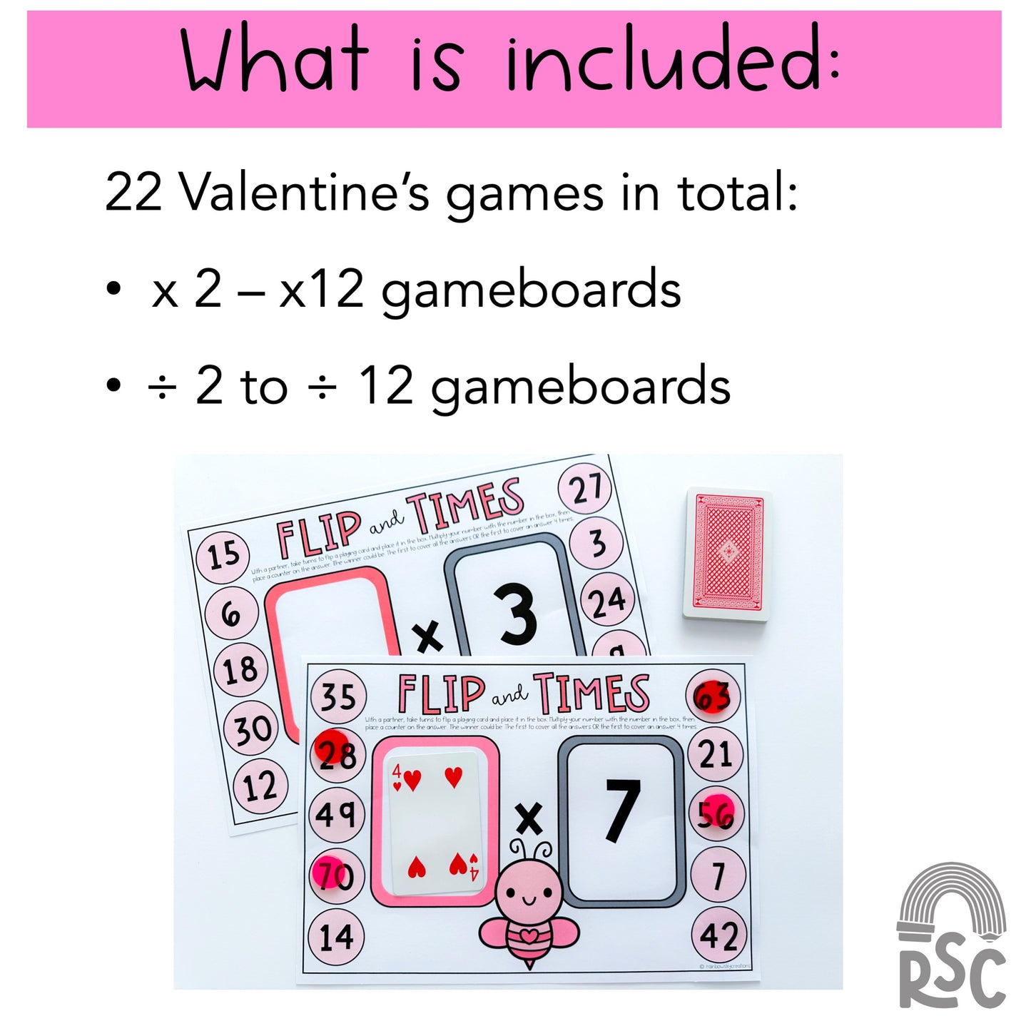 Valentine's Day Flip It Multiplication Games / Division Games