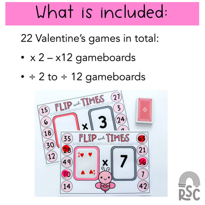 Valentine's Day Flip It Multiplication Games / Division Games
