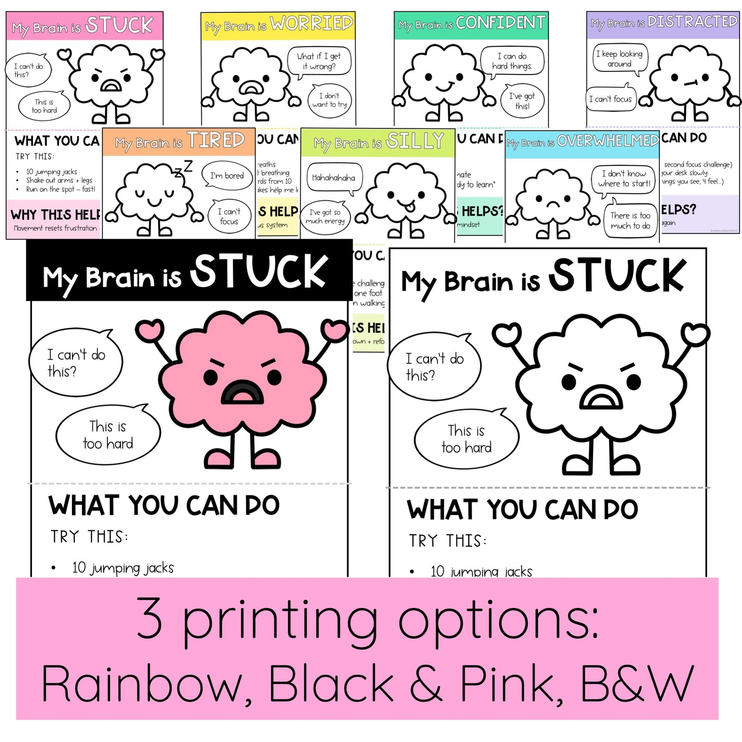 Self Regulation and Brain Break Posters for Kids