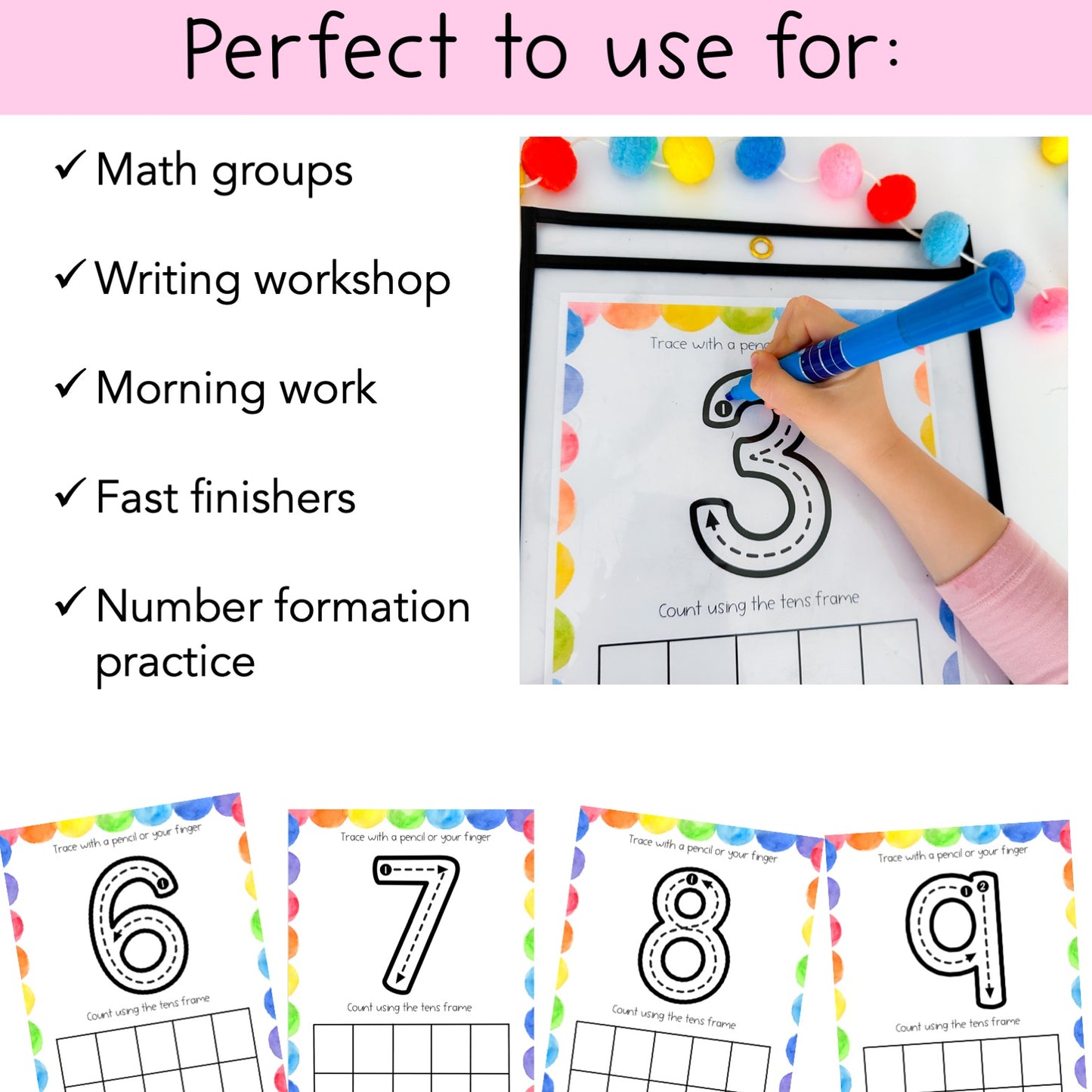 Number Tracing Mats | Kindergarten Math Centre | Kindergarten, Foundation, Prep