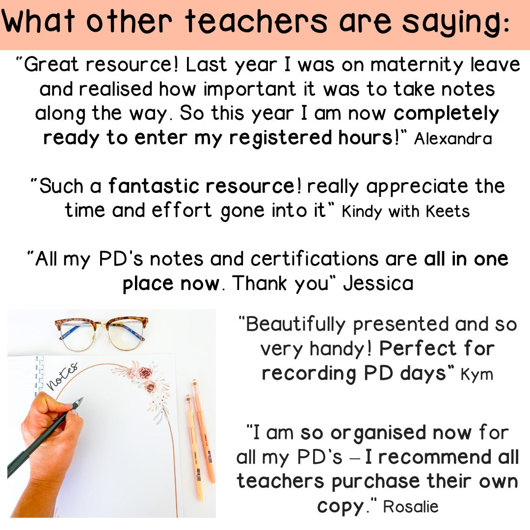 PD Diary | Professional Development Notes | AITSL Aligned Australia [Terracotta Arch Theme] [Digital & Printable]