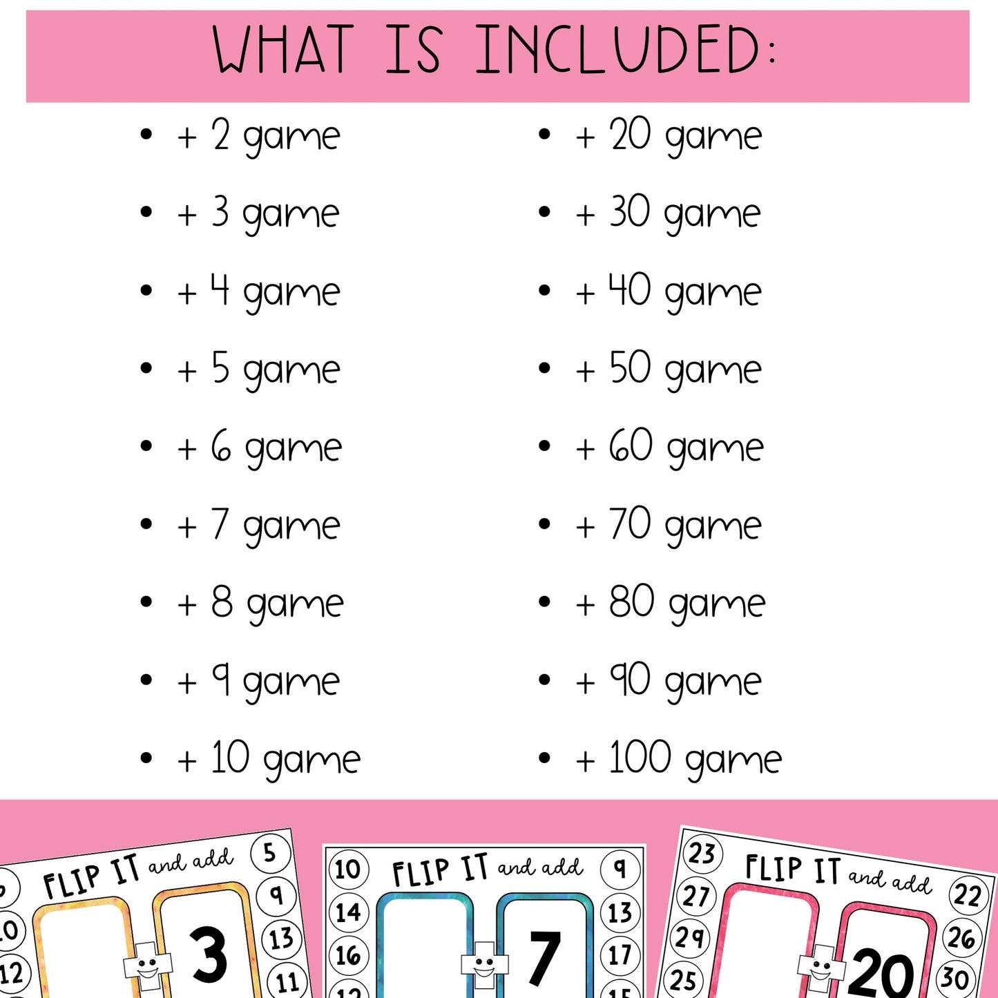 Addition Flip It Games - Single Digit Addition Flip It