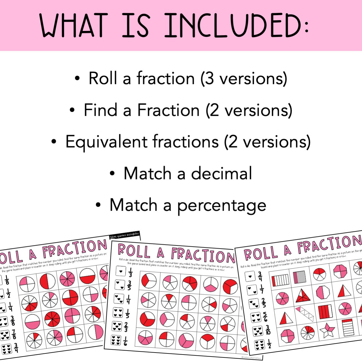 Valentine's Day Fractions Centers | February Fraction Activities