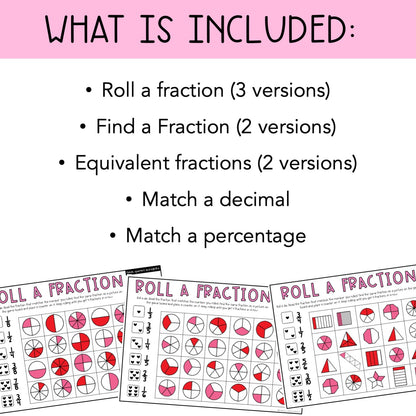 Valentine's Day Fractions Centers | February Fraction Activities