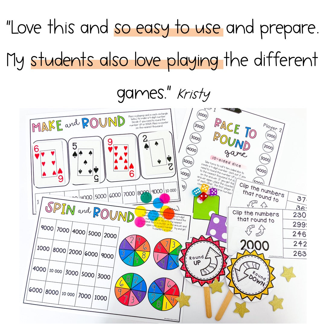 Rounding To The Nearest 10, 100 & 1000 | Rounding Math Centres BUNDLE