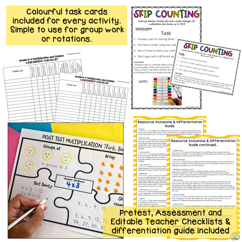 Hands-On Math Activities & Games | Multiplication & Division | Grades 3 - 4