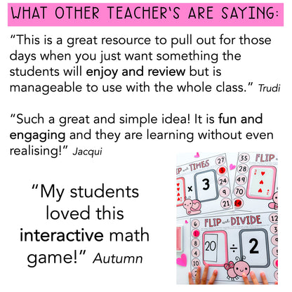 Valentine's Day Flip It Multiplication Games / Division Games