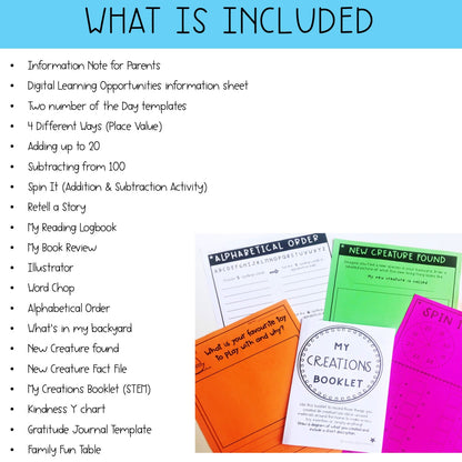 Holiday Homework | Learning from Home Pack | Years 1-2 [Digital & Printable]