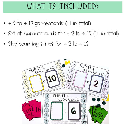 Division Flip it Games - Division Facts - Divide by 2 To 12