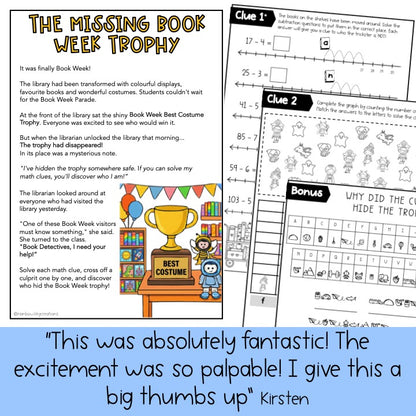 Book Week Math Code Cracker - Grade 1 & 2 Reading Escape Room