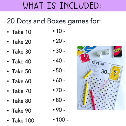Subtraction Games | Number Fluency Games: Dots and Boxes