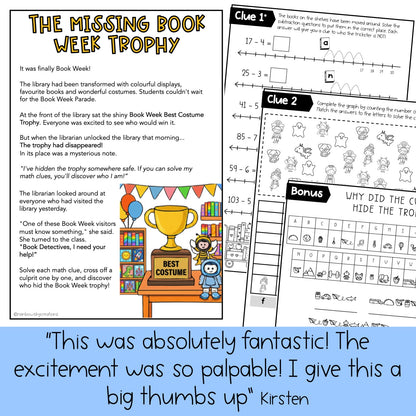 Book Week Math Code Cracker - Grade 1 & 2 Reading Escape Room