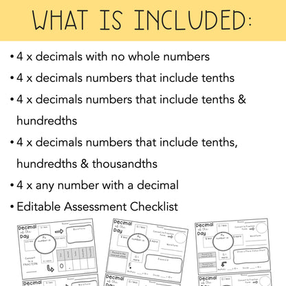 Decimal Of The Day Templates | Tenths, Hundredths, Thousandths