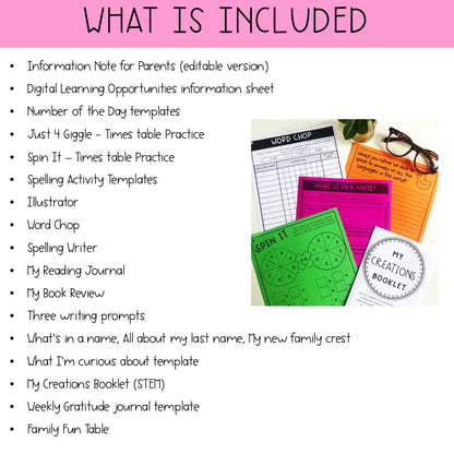 Holiday Homework | Learning At Home Pack | Years 3-4 [Digital & Printable]