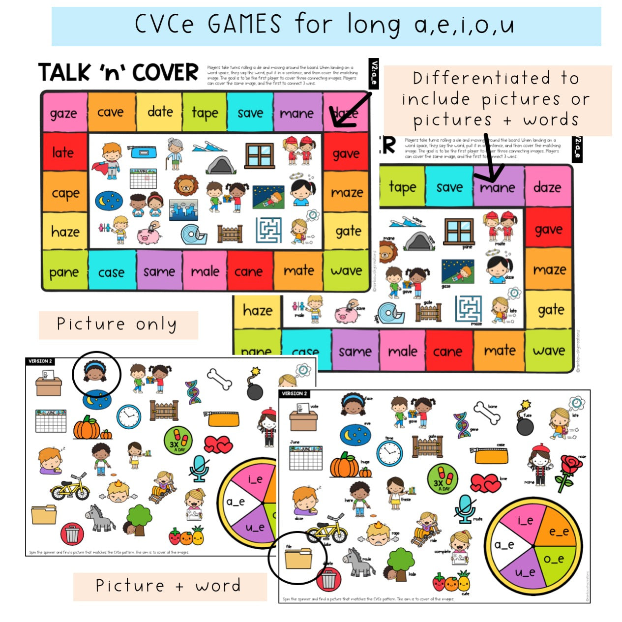 Long Vowel Games Bundle | Word Work Games | Reading Group Activities