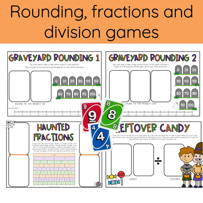 Halloween UNO Math Games - All Grades