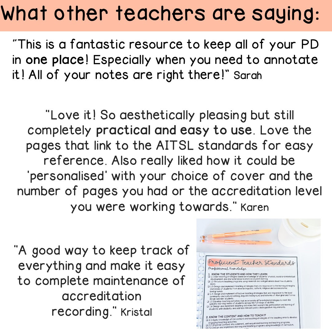 PD Diary | Professional Development Notes | AITSL Aligned Australia [Terracotta Arch Theme] [Digital & Printable]