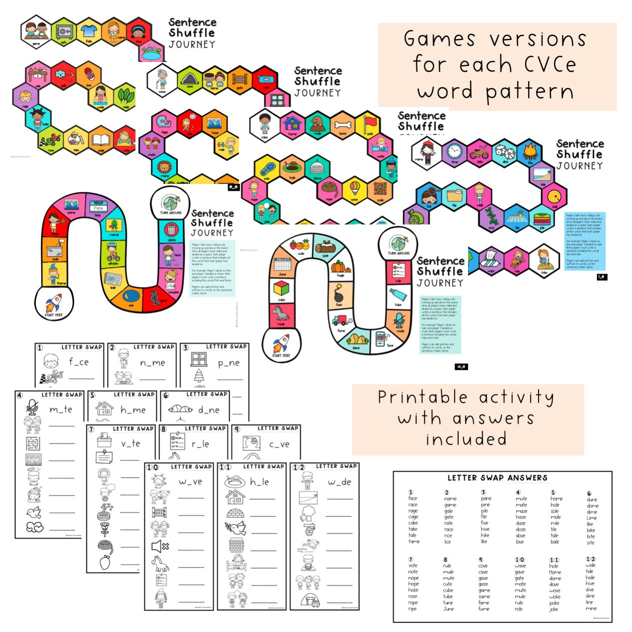 Long Vowel Games Bundle | Word Work Games | Reading Group Activities