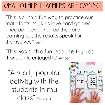 Subtraction Flip It  Games - Subtraction Math Centres