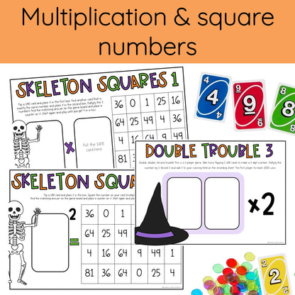Halloween UNO Math Games - All Grades