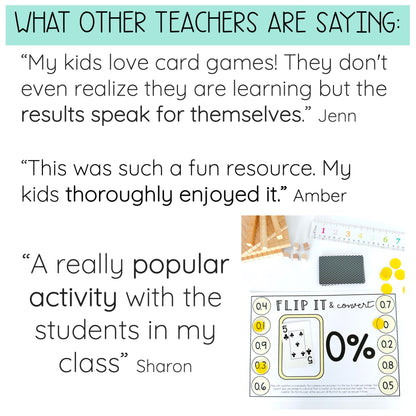 Fractions Flip it Games - Converting Decimals and Percentages Games